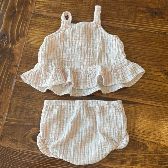 Carter's | Pink Striped Ruffle Set - Picture 2 of 5